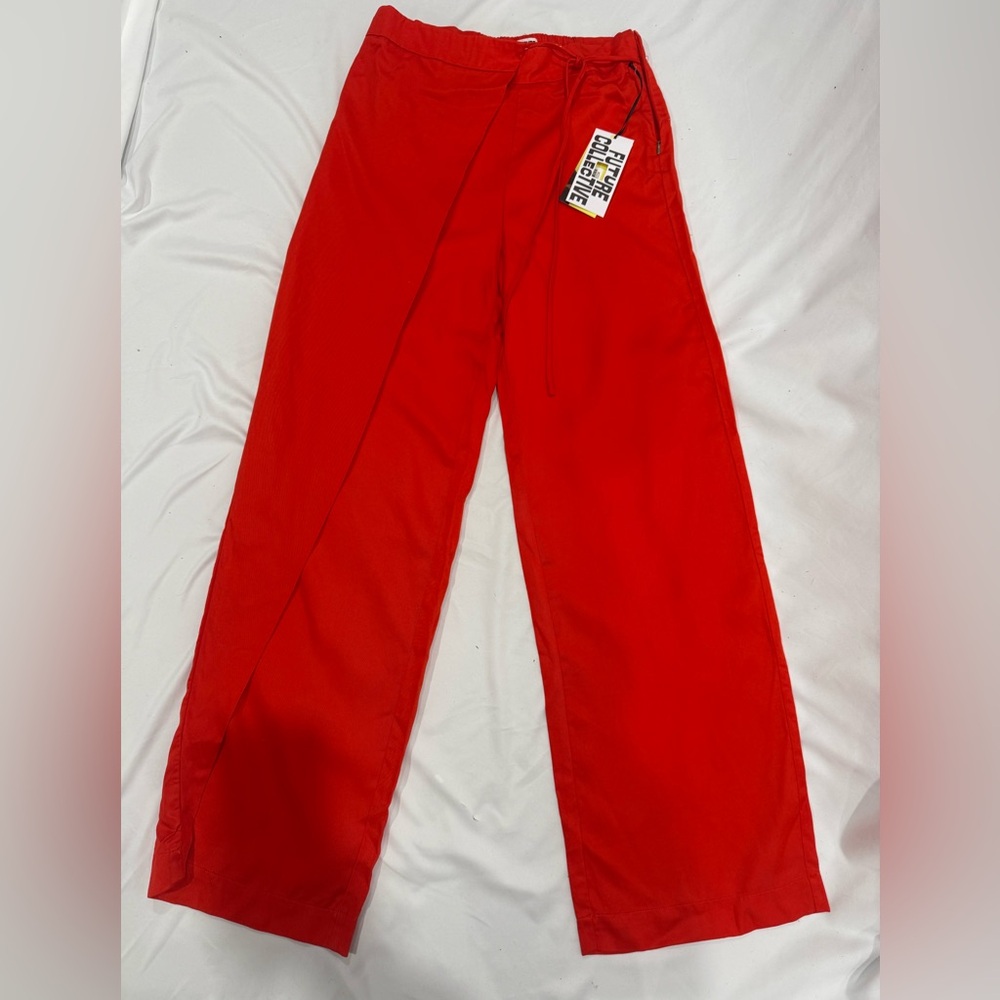 Future Collective x Jenee Naylor Red Wide Leg Pants NWT S High Rise